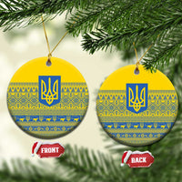 Ukraine Trident Christmas Ceramic Ornament Vyshyvanka Patterns - Wonder Print Shop