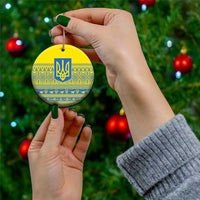Ukraine Trident Christmas Ceramic Ornament Vyshyvanka Patterns - Wonder Print Shop