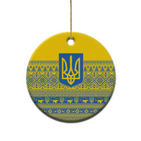 Ukraine Trident Christmas Ceramic Ornament Vyshyvanka Patterns - Wonder Print Shop