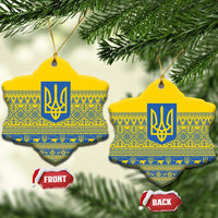 Ukraine Trident Christmas Ceramic Ornament Vyshyvanka Patterns - Wonder Print Shop