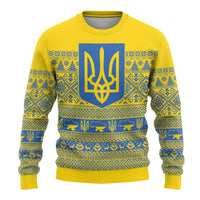 Ukraine Trident Christmas Ugly Christmas Sweater Vyshyvanka Patterns - Wonder Print Shop