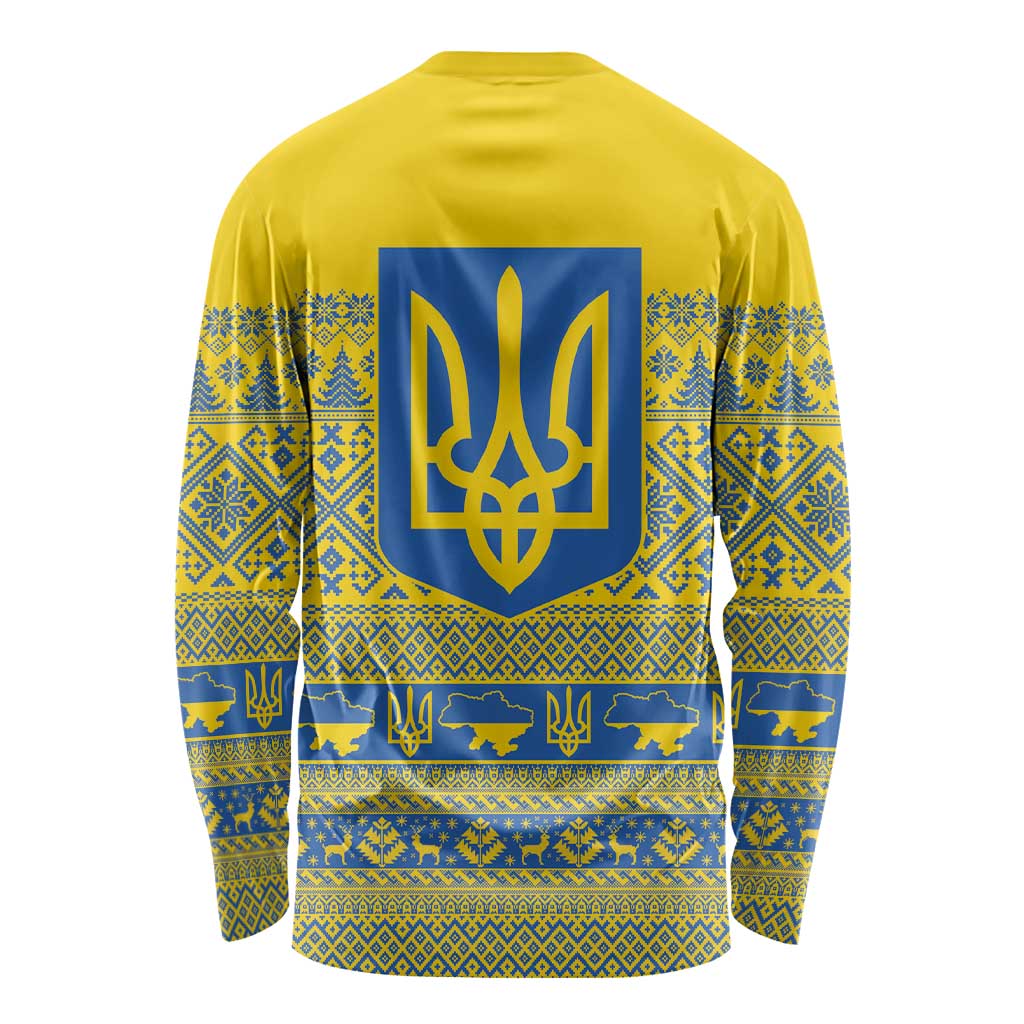 Ukraine Trident Christmas Long Sleeve Shirt Vyshyvanka Patterns - Wonder Print Shop