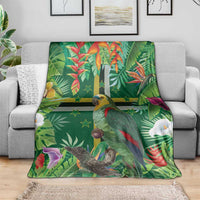 Dominica Sisserou Parrot Blanket Tropical Flower Flag Style - Wonder Print Shop