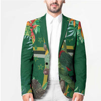 Dominica Sisserou Parrot Blazer Tropical Flower Flag Style - Wonder Print Shop