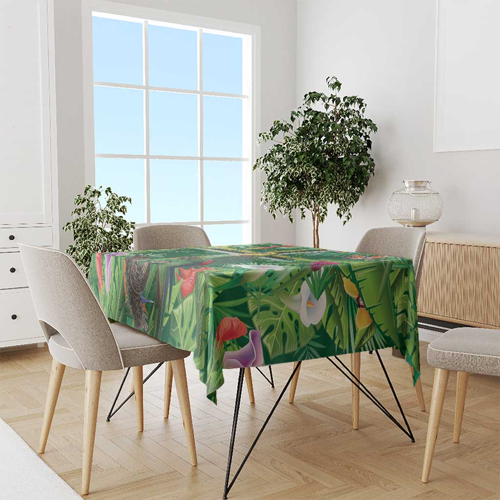 Dominica Sisserou Parrot Tablecloth Tropical Flower Flag Style - Wonder Print Shop