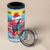 Saint Lucia Christmas 4 in 1 Can Cooler Tumbler Saint Lucian Parrot With Hibiscus Flowers - Wonder Print Shop