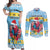 Saint Lucia Christmas Couples Matching Off Shoulder Maxi Dress and Long Sleeve Button Shirt Saint Lucian Parrot With Hibiscus Flowers - Wonder Print Shop