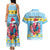 Saint Lucia Christmas Couples Matching Tank Maxi Dress and Hawaiian Shirt Saint Lucian Parrot With Hibiscus Flowers - Wonder Print Shop