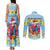 Saint Lucia Christmas Couples Matching Tank Maxi Dress and Long Sleeve Button Shirt Saint Lucian Parrot With Hibiscus Flowers - Wonder Print Shop