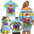 Saint Lucia Christmas Family Matching Off Shoulder Short Dress and Hawaiian Shirt Saint Lucian Parrot With Hibiscus Flowers - Wonder Print Shop