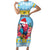 Saint Lucia Christmas Family Matching Short Sleeve Bodycon Dress and Hawaiian Shirt Saint Lucian Parrot With Hibiscus Flowers - Wonder Print Shop