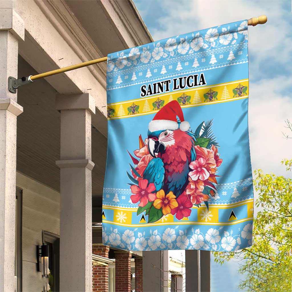 Saint Lucia Christmas Garden Flag Saint Lucian Parrot With Hibiscus Flowers - Wonder Print Shop