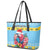 Saint Lucia Christmas Leather Tote Bag Saint Lucian Parrot With Hibiscus Flowers - Wonder Print Shop