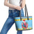 Saint Lucia Christmas Leather Tote Bag Saint Lucian Parrot With Hibiscus Flowers - Wonder Print Shop