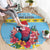 Saint Lucia Christmas Round Carpet Saint Lucian Parrot With Hibiscus Flowers