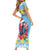 Saint Lucia Christmas Short Sleeve Bodycon Dress Saint Lucian Parrot With Hibiscus Flowers - Wonder Print Shop