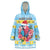 Saint Lucia Christmas Wearable Blanket Hoodie Saint Lucian Parrot With Hibiscus Flowers