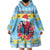 Saint Lucia Christmas Wearable Blanket Hoodie Saint Lucian Parrot With Hibiscus Flowers