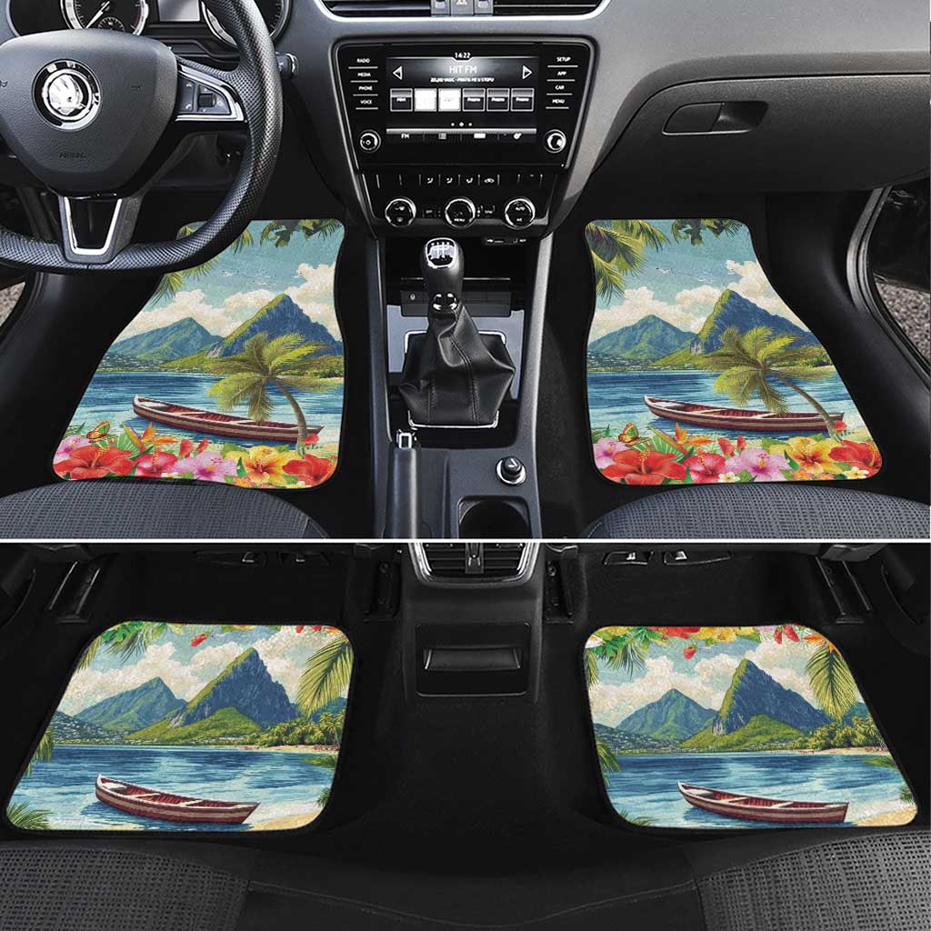 Pitons Saint Lucia Car Mats Hibiscus Flowers - Wonder Print Shop