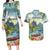 Pitons Saint Lucia Couples Matching Long Sleeve Bodycon Dress and Hawaiian Shirt Hibiscus Flowers - Wonder Print Shop