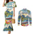 Pitons Saint Lucia Couples Matching Mermaid Dress and Long Sleeve Button Shirt Hibiscus Flowers