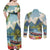 Pitons Saint Lucia Couples Matching Off Shoulder Maxi Dress and Long Sleeve Button Shirt Hibiscus Flowers - Wonder Print Shop