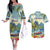 Pitons Saint Lucia Couples Matching Off The Shoulder Long Sleeve Dress and Hawaiian Shirt Hibiscus Flowers - Wonder Print Shop