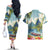 Pitons Saint Lucia Couples Matching Off The Shoulder Long Sleeve Dress and Hawaiian Shirt Hibiscus Flowers - Wonder Print Shop