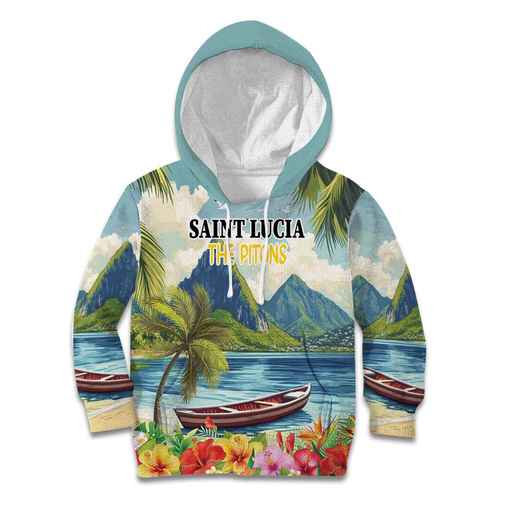 Pitons Saint Lucia Kid Hoodie Hibiscus Flowers - Wonder Print Shop