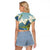 Pitons Saint Lucia Raglan Cropped T Shirt Hibiscus Flowers - Wonder Print Shop