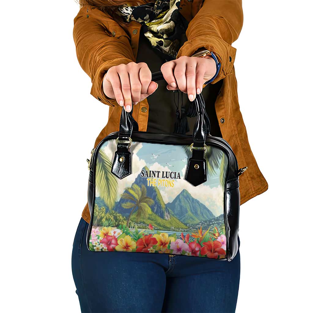 Pitons Saint Lucia Shoulder Handbag Hibiscus Flowers