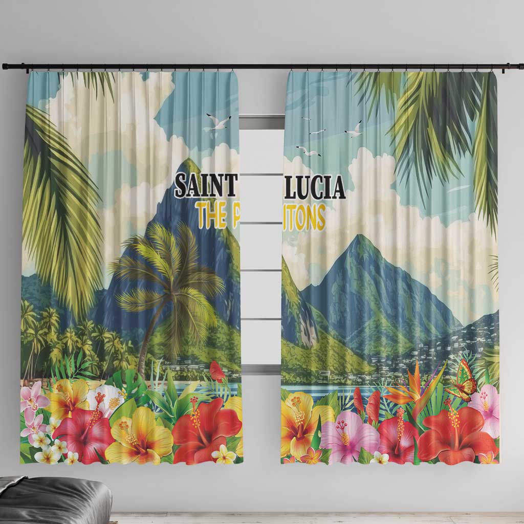 Pitons Saint Lucia Window Curtain Hibiscus Flowers - Wonder Print Shop