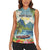 Pitons Saint Lucia Women Sleeveless Polo Shirt Hibiscus Flowers - Wonder Print Shop