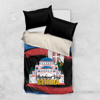 Serbia Statehood Day Bedding Set Saint Sava with Serbian Eagle