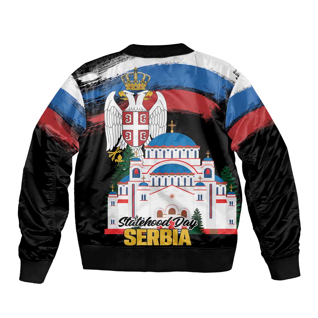 Serbia Statehood Day Bomber Jacket Saint Sava with Serbian Eagle
