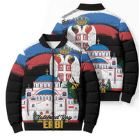 Serbia Statehood Day Bomber Puffer Jacket Saint Sava with Serbian Eagle