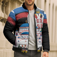 Serbia Statehood Day Bomber Puffer Jacket Saint Sava with Serbian Eagle