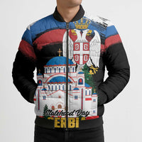 Serbia Statehood Day Bomber Puffer Jacket Saint Sava with Serbian Eagle