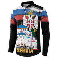 Serbia Statehood Day Button Sweatshirt Saint Sava with Serbian Eagle