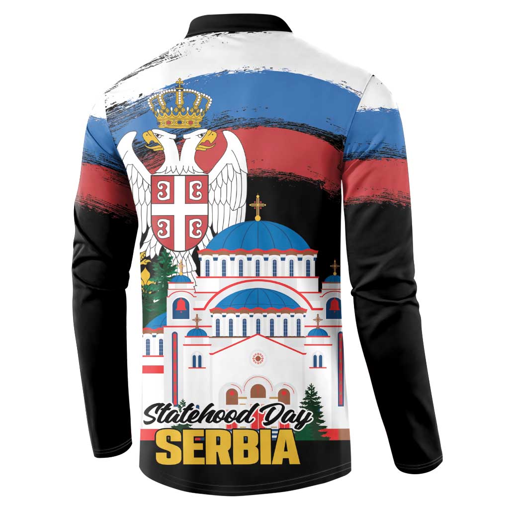 Serbia Statehood Day Button Sweatshirt Saint Sava with Serbian Eagle