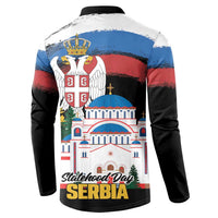 Serbia Statehood Day Button Sweatshirt Saint Sava with Serbian Eagle