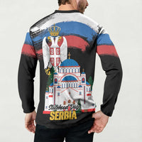 Serbia Statehood Day Button Sweatshirt Saint Sava with Serbian Eagle