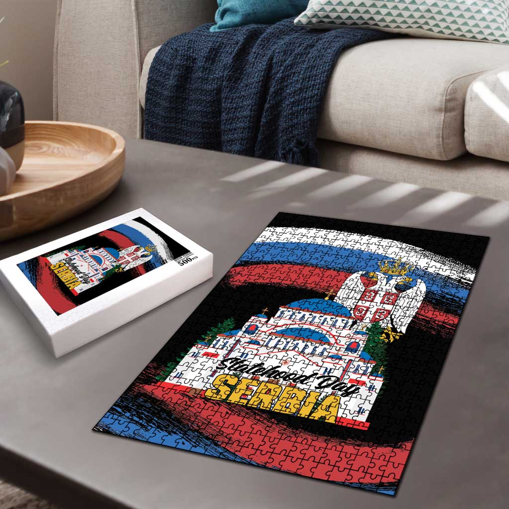 Serbia Statehood Day Puzzle Saint Sava with Serbian Eagle