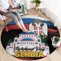 Serbia Statehood Day Round Carpet Saint Sava with Serbian Eagle