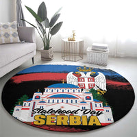 Serbia Statehood Day Round Carpet Saint Sava with Serbian Eagle