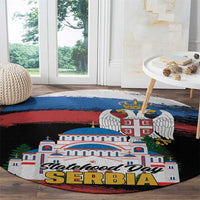 Serbia Statehood Day Round Carpet Saint Sava with Serbian Eagle