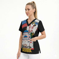 Serbia Statehood Day Scrub Top Saint Sava with Serbian Eagle