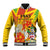 Personalized Saint Kitts and Nevis Poinciana Flowers Baseball Jacket With Coat Of Arms - Wonder Print Shop