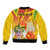 Personalized Saint Kitts and Nevis Poinciana Flowers Bomber Jacket With Coat Of Arms - Wonder Print Shop