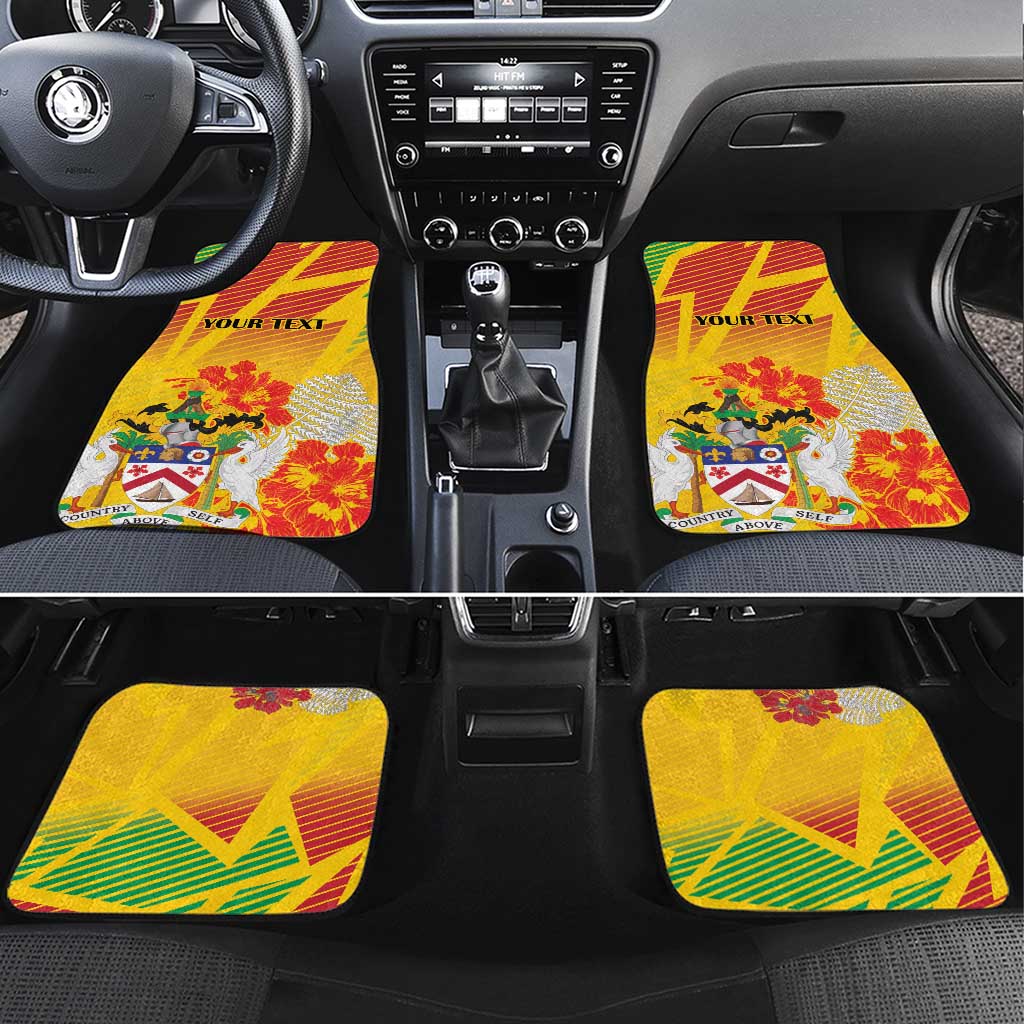 Personalized Saint Kitts and Nevis Poinciana Flowers Car Mats With Coat Of Arms - Wonder Print Shop